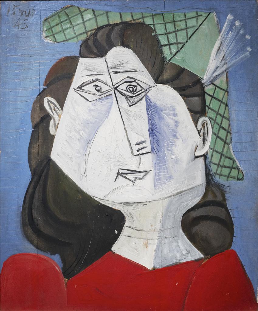 Pablo Picasso — Portrait de Femme au Chapeau à Aigrettes, 1943